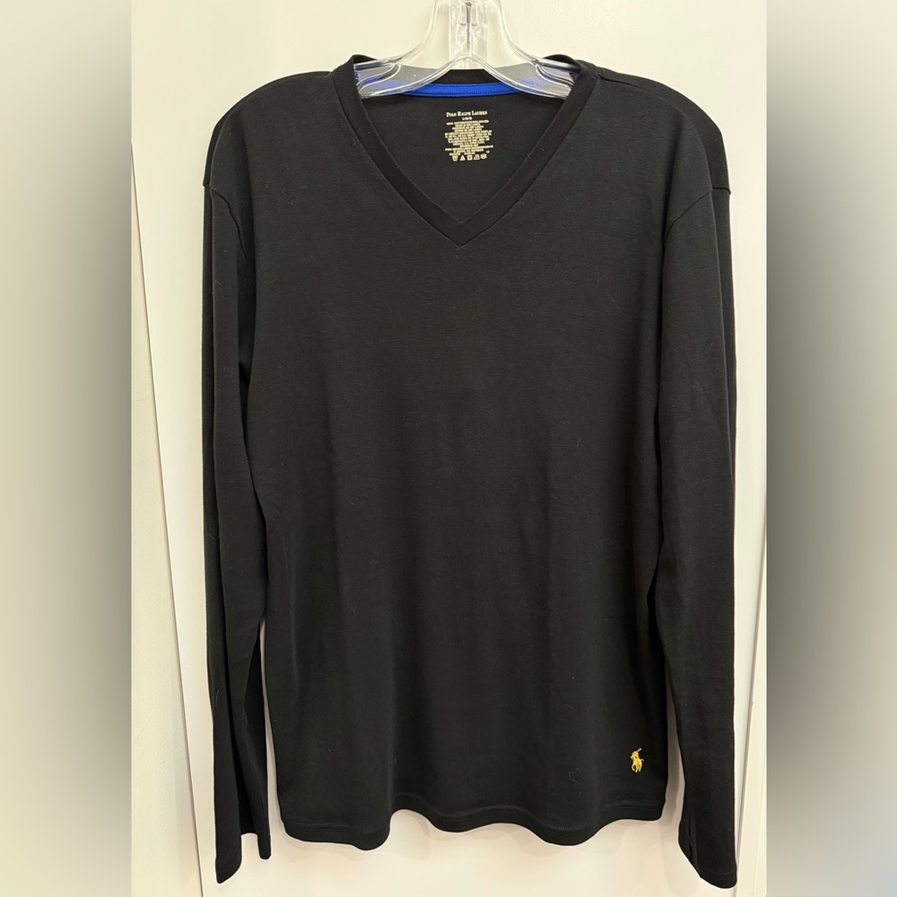 Polo by Ralph Lauren Black V-Neck Long Sleeve Cotton Sweater